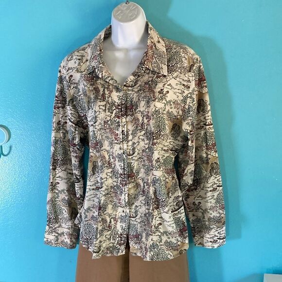 Chicos 3 Womens Vintage Size XL Button Front Long Sleeve Shirt 46" Bust - Picture 14 of 16